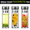 Pauzema Tea Tumbler with Infuser, 12oz Double Wall Borosilicate Glass