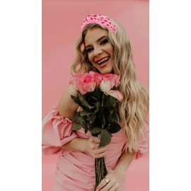 boderier Valentines Day Headband Red Pink Heart Headband Jeweled Crystal Knotted Valentines Lover Party Hair Accessory (Pink Beaded Heart)