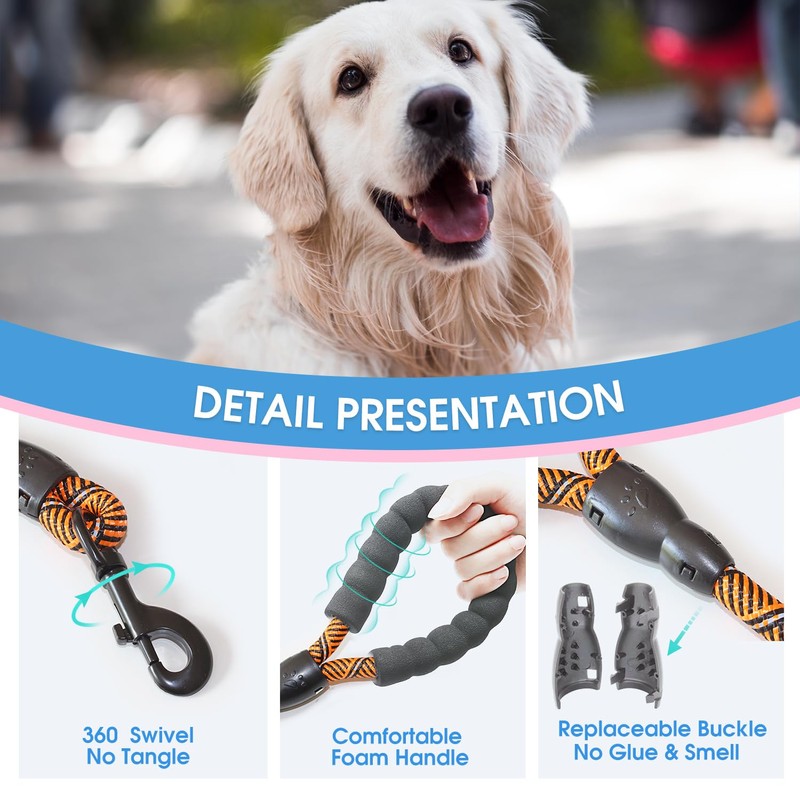 BAAPET 2/4/5/6 FT Dog Leash with Comfortable Padded Handle and