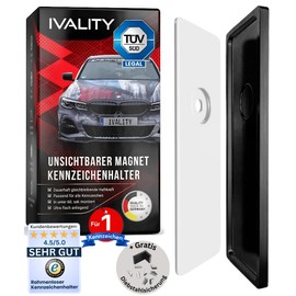 Ivality® Magnetic Number Plate Holder Frameless for 1 Number Plate | Magnetic Number Plate Holder Car | Number Plate Holder | Austria Change Number Plate
