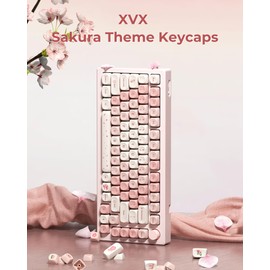 HITIME XVX Keycaps - Teclas PBT lindas rosas, teclas MOA, sublimación de tinte, teclas de teclado personalizadas 60 65 75 100% para 100%, 75%, 65%, 60% teclado, juego de teclas de 142 teclas