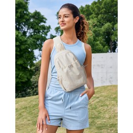 G4Free Sling Bag for Women, Casual Crossbody Handbag Fashionable Shoulder Backpack Lightweight Chest Bag(Beige)