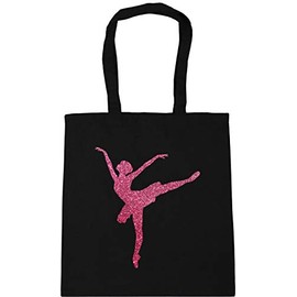 Hippowarehouse Ballerina ballet - pink glitter Tote Shopping Gym Beach Bag 42cm x38cm, 10 litres