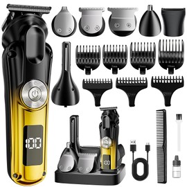 Beard Trimmer for Men, IPX6 Waterproof Electric Shaver Razor&Cordless Hair Clipper Grooming Kit Hair Trimmer for Nose, Body, Face and Mustache, Gifts for Men