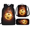 Amzbeauty Fire Football Backpack Set for Boys Girls Kids Elementary