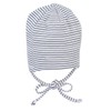 Sterntaler Beanie with Ties, Stripe Pattern and Patch, navy
