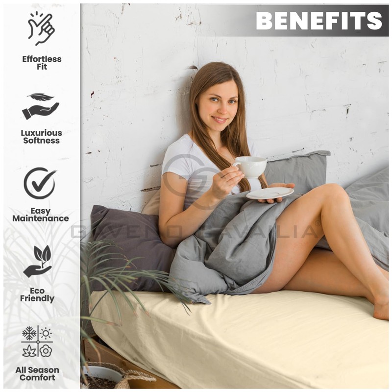 Polycotton Double Fitted Sheet (135x190 cm) - Plain Bedding Bedsheets