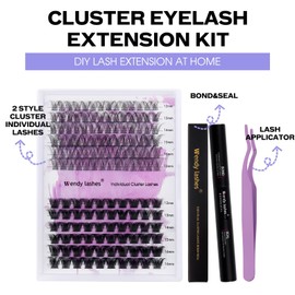 Lash Clusters Kit for Eyelash Extensions: DIY, Natural, Fluffy, Wispy, Waterproof, Anime, Manga, Cat Eye, FT0207-C4+ZW-07-D-1216
