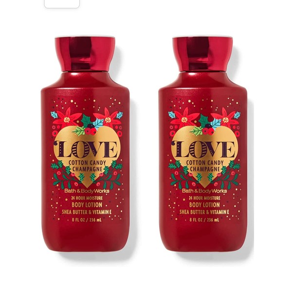 Bath and Body Works Gift Set of of 2 - 8 Fl Oz Lotion - (Love Cotton Candy Champagne)