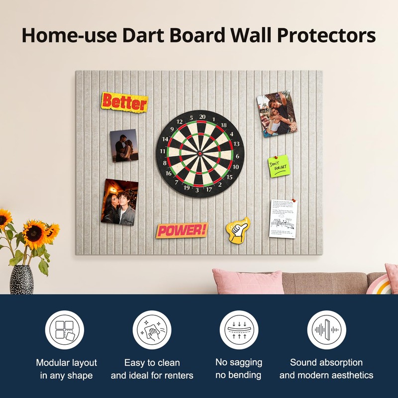 Woovio Felt Bulletin Board 48"×36" Cork Board with 60 Adhesive
