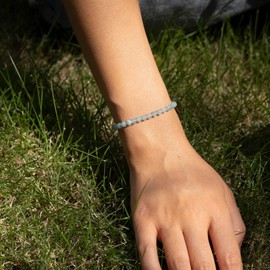 Landorilo 4 mm Stretch Bracelet Made of Real Natural Stone Beads, Healing Stone Bracelet, Yoga Bracelet for Women, Men, Lucky Bracelet, Friendship Bracelet, Replacement Beads Included, Stone, Agate