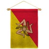 Sicily Burlap Garden Flag Set Wood Dowel Regional Nationality Nation