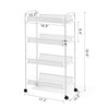 TOOLF 4-Tier Rolling Cart, Metal Utility Cart with 3 Hooks,