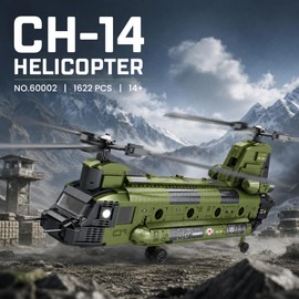 JMBricklayer CH-47 Chinook Helicopter Building Set, Military Cargo Helicopter Model Kit for Adults & Teens, Realistic Aircraft Building Blocks Toy with Rotating Rotors, Display Collectible Army Model