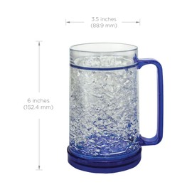 Beer Stein Mug Set of 4, Double Walled Insulated Beer Glasses with Handle, Freezer Safe Steins 16 oz Tumblers to keep Ice Cold Beverages, Freezable Cocktails Glass - Gift Box included (4, Multicolor)