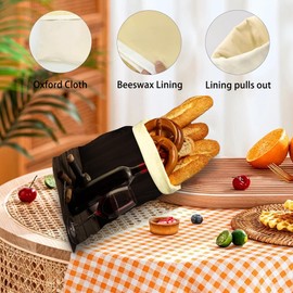 SINENRY Wine Wood Cork Bread Bags for Homemade Bread, 2 Pack Reusable Beeswax Storage Bag, Linen Bags for Sourdough and Fresh, Keeps Fresh, Gifts for Bakers