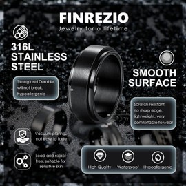 Finrezio Stainless Steel Rings for Mens Wedding Band Black Fidget Ring Anxiety Relief Simple Engagement Promise Wedding Rings for Men and Women Size 9
