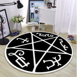 Rugendary Devil Trap Rug Vegvisir Symbole Area Rug Supernatural Carpet Evil Pentacle Satan Witchy Room Decor Thick Carpet for Living Room Bedroom Bathroom Kitchen (Economic Quality, 2x2 ft.)