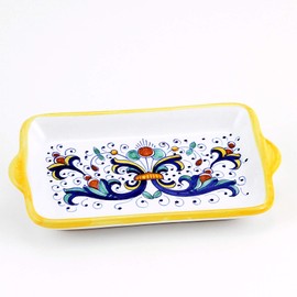 RICCO DERUTA: Butter Dish - Small Tray [#9510-RIC] ~ Authentic hand painted in Deruta, Italy. Original design. Shipped from the USA with Certificate of Authenticity.