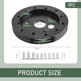 Sumjig 1 PC Car Steering Wheel Base Connector Conversion Spacer, 0.5" 6-hole to 3-hole Steering Wheel Quick Release Boss Kit with 0.8"/0.62" Screws, Repair Modification Accessories (Black)