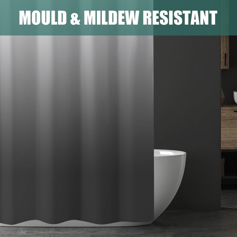 URAQT Shower Curtain Anti Mould, Waterproof Polyester Bathroom Curtains, Resistant