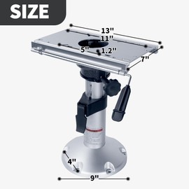 Manumarine Aluminum Adjustable Height Locking Boat Seat Pedestals with Slide 13 to 18 Inches for Boat Seats (1pcs)