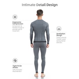 NOOYME - Ropa interior térmica para hombre, ropa interior larga para hombre, capa base para hombre para clima frío, Gris, Medium
