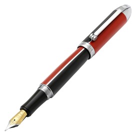 Xezo Visionary Medium Nib Fountain Pen in Red and Black Color Limited Edition 500 Serialized Hand Made Screw Cap