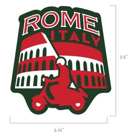 Vagabond Heart Rome Italy Travel Patch featuring the Roman Colosseum and Vespa / Great souvenir for backpacks and luggage / Backpacking and travelling badge.