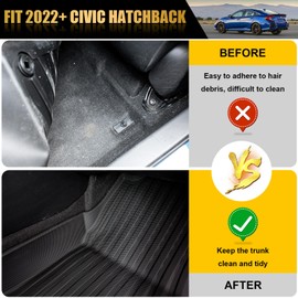 Maxzina Floor Mats Compatible with 2022 2023 2024 Honda Civic Hatchback Trunk Mat Cargo Mat Cargo Liner All Weather Trunk Liner Civic Hatchback Accessories (Trunk Mat+Floor Mats)