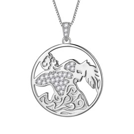 Aurora Tears 925 Sterling Silver 12 Zodiac Pendant Constellation Round Coin Necklaces CZ Horoscope Gold-Plated Jewellery Gift for Women and Girls DP0111, Gold-Plated Silver