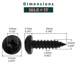 #10 x 3/4" Pan Head Wood Screws (50 pcs), 18-8 (304) Stainless Steel, Phillips Drive Pan Head Self Tapping Screws, Black Oxide Coated Sheet Metal Screws, Fayeploo (with Phillips Driver Bit)