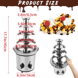 LNQ LUNIQI 4 Tiers Chocolate Fountain Electric Chocolate Fondue Fountain,2-Pound Capacity,Stainless Steel Cascading Fondue Heat Motor Controls Pot for Cheese, Melting Chocolate, Liqueurs
