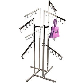 Purse Rack Only Garment Racks Deluxe Handbag Rack – Heavy Duty Commercial Grade Chrome Handbag Rack, 8 Adjustable Height Slant Arms, Perfect for Handbags, Purses, Backpacks and More!