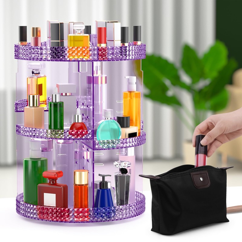 Awenia Makeup Organizer 360-Degree Rotating Plus Size, Adjustable Makeup Storage,