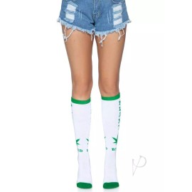 Leg Avenue Inc. Plant Based Knee Highs O/S  White/green