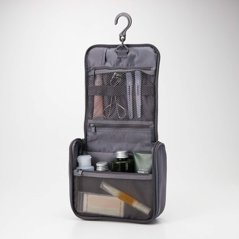 Muji 02868772 Polyester Hanging Toiletry Case (New), Gray, Approx. 6.3