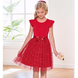 Toddler Baby Girl Tulle Dress Birthday Princess Tutu Dress Red Star Ruffle Sleeveless Summer Party Photo Shoot Outfit 5t