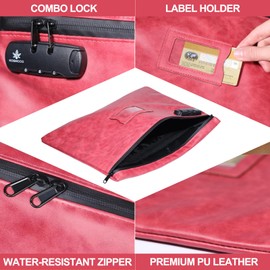 KOSMCCO Notary Bag with Lock, 13.6 x 10 Inches Heavy Duty Notary Supply Bag for All Notary Journal, Stamp, Embosser, Ink Pad and Valuables Storage Bag (Ruby Red, L)