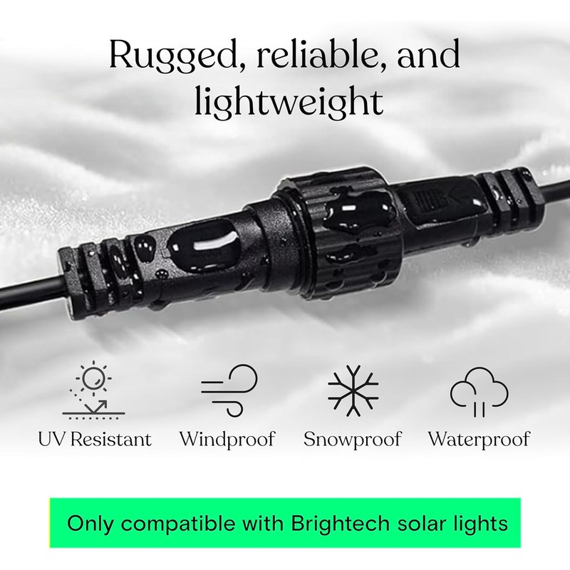 Waterproof Extension Cable for Solar Outdoor String Lights, 6 Ft