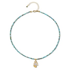 GAVU Buddha Hand Crystal Beads Pendant Women's Necklace, Turquoise, Turquoise