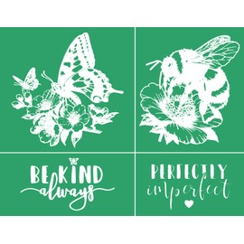 Be Kind Silk Screen Stencils Self Adhesive Butterfly Screen Printing Stencil Reusable Bee Mesh Stencils Gnome Chalk Transfers for Chalk Paste Paint on Wood,Fabric,DIY Garden Decor,Crafts Chalk Art