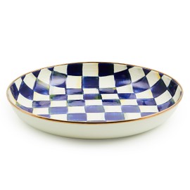 MACKENZIE-CHILDS Enamel Abundant Bowl, Decorative or Serving Bowl, 13-Cup Capacity, Blue-and-White Royal Check