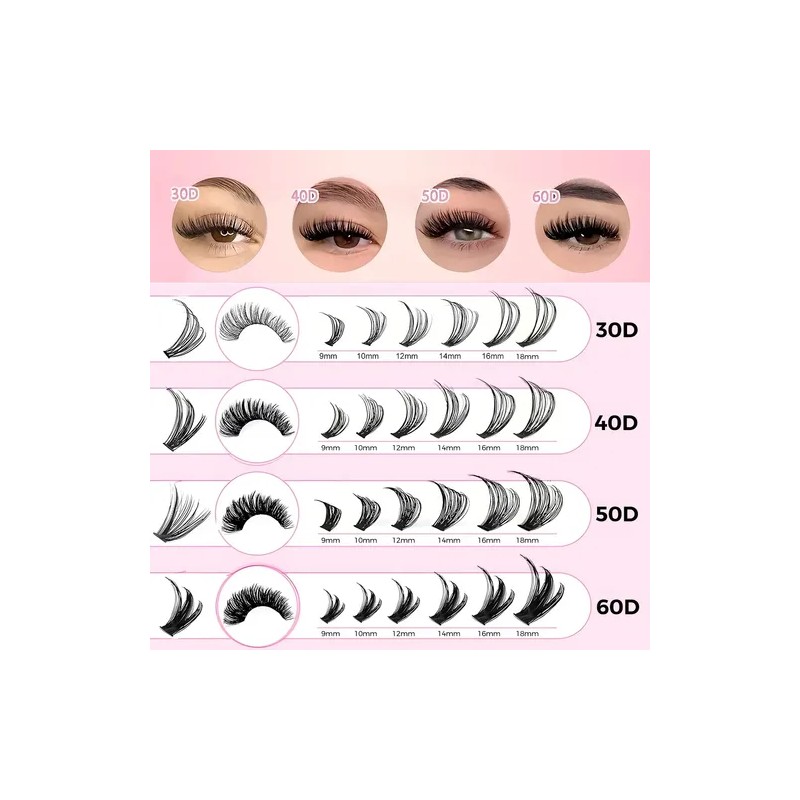 804 Kit Extension De Pestañas Maquillaje Completo Diy 9-18mm