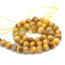 39cm Strand/Strand Round Beads 4/6/8/10mm To Choose From (Fits Approx 2 Bracelets) Natural Loose Stone Ideal For All Craft Jewellery Creations (Golden Tiger Eye, Pearl 8mm)