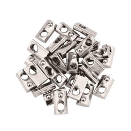 NUIBBYED 30pcs T Spring Nuts Slots 20 European Standard Rail Aluminum, Semicircle Carbon Steel, Silver (M5)
