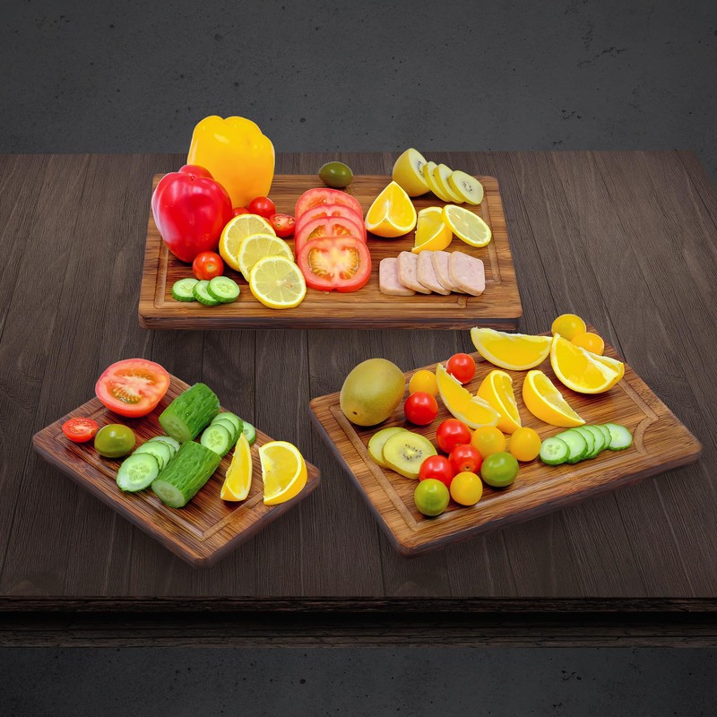 welsteepse Bamboo Cutting Boards, (Set of 3) with Juice Groove,