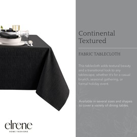Elrene Home Fashions Continental Solid Texture Water, Stain & Wrinkle Resistant Tablecloth, 60"X84" Rectangle, Black