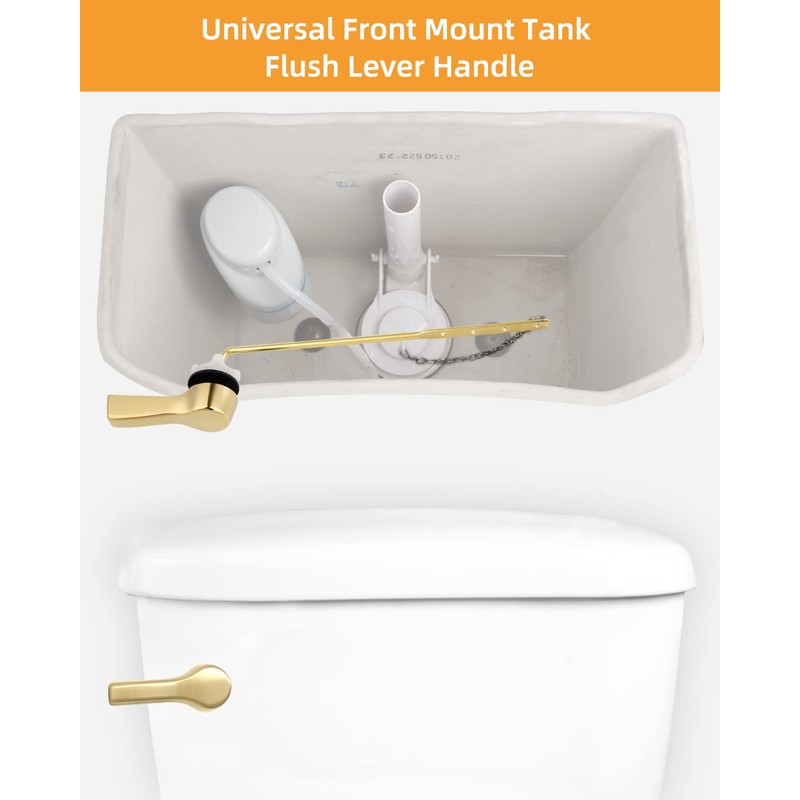 Hibbent Universal Metal Front Mount Toilet Handle Replacement Kit, Brass