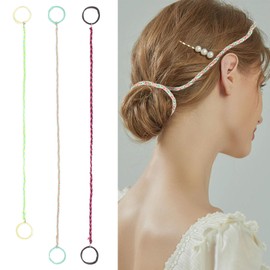 TBUKEOM 3 Packs Colorful Elastic Spiral Hair Ties for Women & Girls, No Damage Ponytail Holders for Fine Thin Long Curly Hair, Stretchy Braided Hair Bands for Sports (22 Inch, 26 Inch) (Multicolor 3)